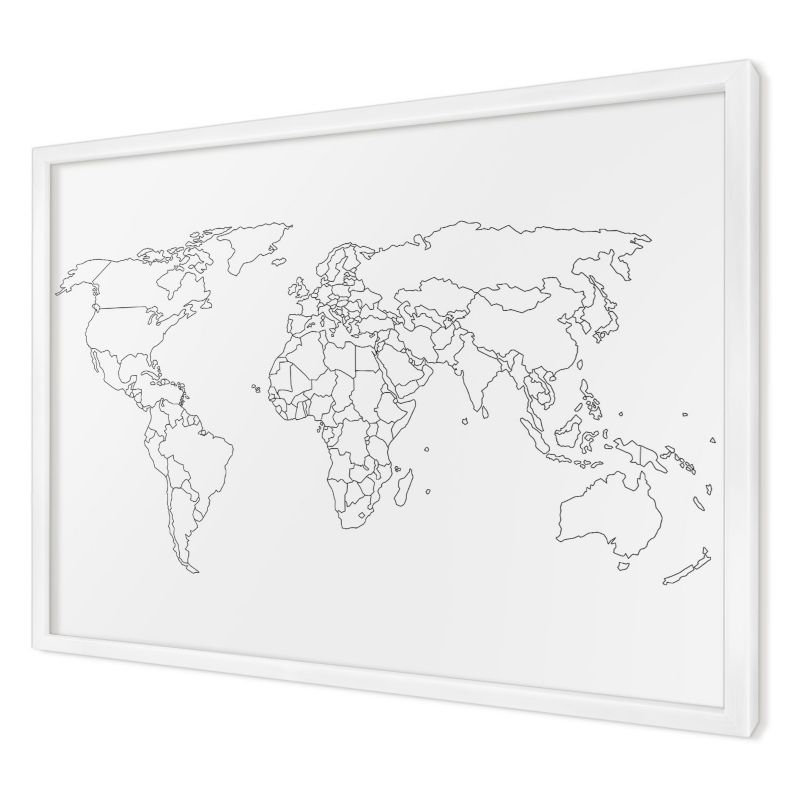 Tablica magnetyczna dekoracyjna Wallfluent 60x40 Mapa konturowa w białej ramie 1szt