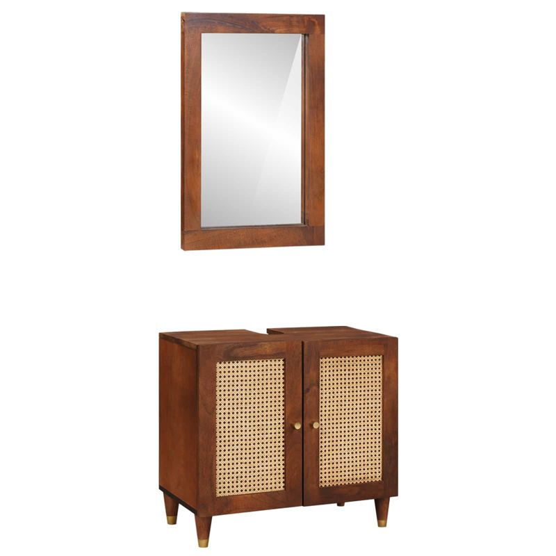 Szafki pod umywalkę WaszeMeble drewniane czarne z lustrem WM-3310171 2 szt.