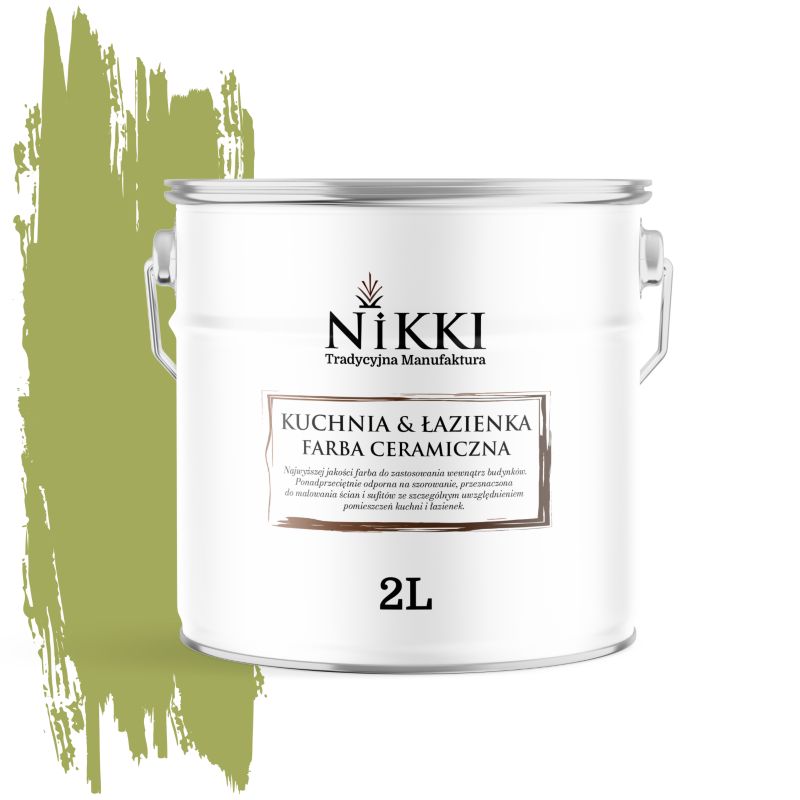 Farba Ceramiczna do Kuchni i Łazienki Zmywalna NIKKI Groszkowy ciemny H2437 Głęboki Mat 2L