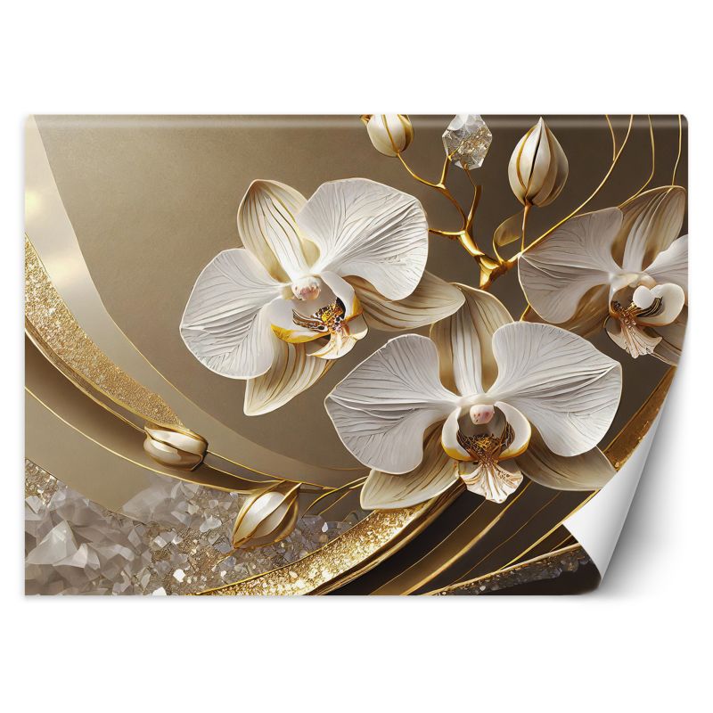 Fototapeta Feeby Złota Orchidea Kwiat 3D 300x210 1 szt