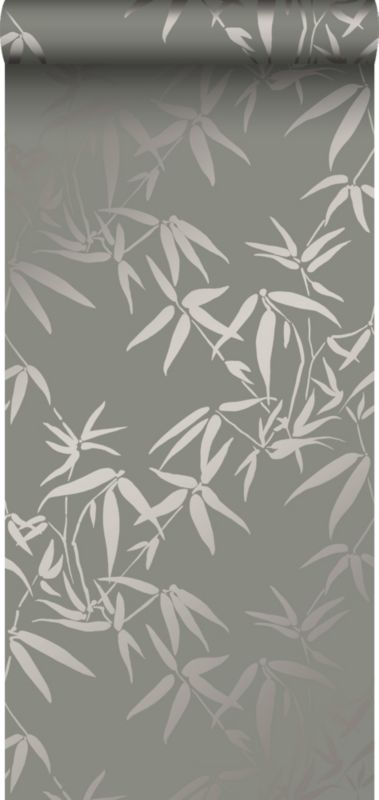 Tapeta Origin Wallcoverings liście bambusa ciepłej szarości 53 cm x 10.05 m - 1 rol.