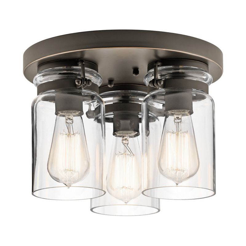 Plafon sufitowy nowoczesny Kichler Brinley stary brązowo-przezroczysty 3 x E27 x 60W IP20 wym: 20,1 x 28,2 x 28,2 cm - 1 szt.
