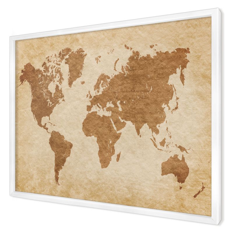 Dekoracyjna tablica magnetyczna Wallfluent 70x50 Mapa vintage w białej ramie 1szt