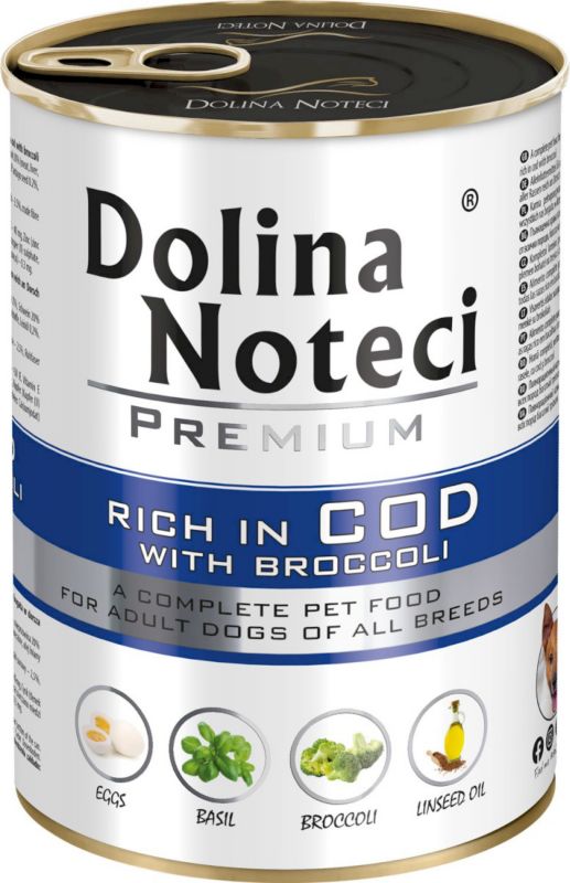 Karma mokra dla psa Dolina Noteci dorsz i brokuły puszka 400 g
