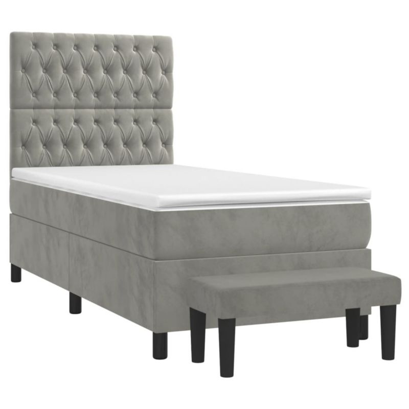 Łóżko kontynentalne WaszeMeble 90x190 cm jasnoszare WM-3137995 1 szt.