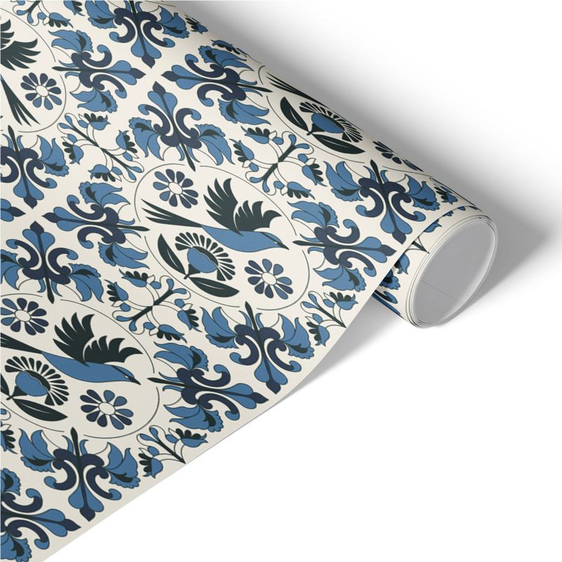 Okleina Meblowa Tulup 65x130 cm Niebieskie ptaki Okleina Na Biurko I Regał 1 rol.