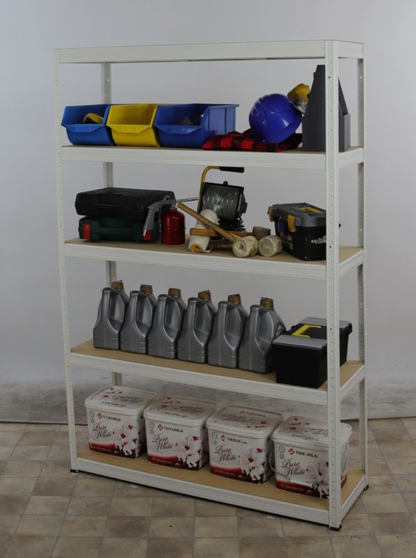 Regał metalowy MODO24 magazynowy biały helios 213x150x50cm 5 półek po 175 kg 1 szt.