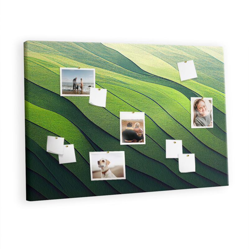 Tablica Korkowa Z Pinezkami Tulup 120x80 cm Abstrakcja Zielone Pola Tablica na notatki Pinezki kolorowe 1 kpl