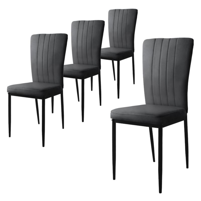 Krzesło do jadalni ML Design szare aksamitny fotel tapicerowane metalowe nogi oparcie komfortowe ergonomiczne nowoczesne 4 szt