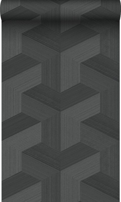 tapeta flizelinowa z ekoteksturą Origin Wallcoverings graficzny motyw 3D czarnym 53 cm x 10.05 m - 1 rol.