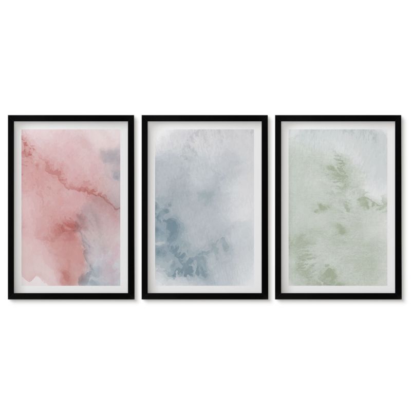 Zestaw 3 obrazów w czarnych ramach Tulup 40x60 cm Pastelowe struktury akwareli Dekoracja ścienna do przedpokoju 1 kpl