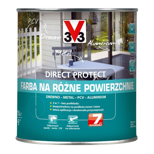 Farba na różne powierzchnie V33 Direct Protect czarny piaskowy 0,75 l