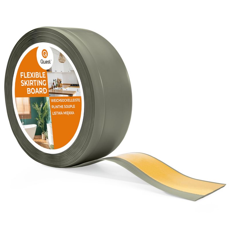 Listwa przypodłogowa PCV 70x20 mm QUEST, samoprzylepna elastyczna, miękka listwa cokołowa - 25 m, oliwkowy, 1 szt.