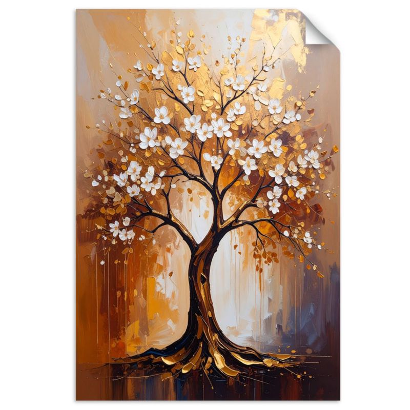 Naklejka na ścianę Feeby Złote Drzewo Życia Kwiaty Abstrakcja 30x45cm 1szt