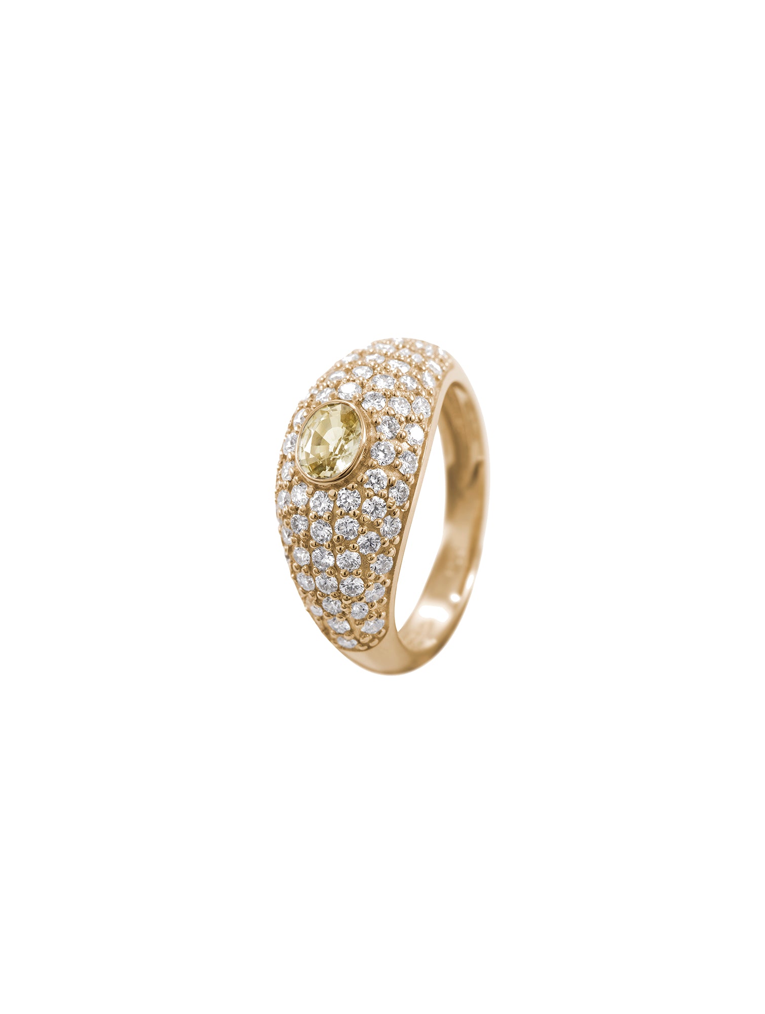 Giorno Diamond Signet - sygnet z żółtym szafirem wysadzany brylantami., 12