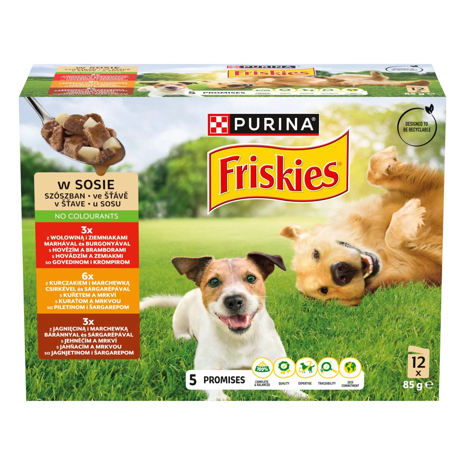 Purina Friskies Mokra karma dla psów, różne smaki 12x85 g