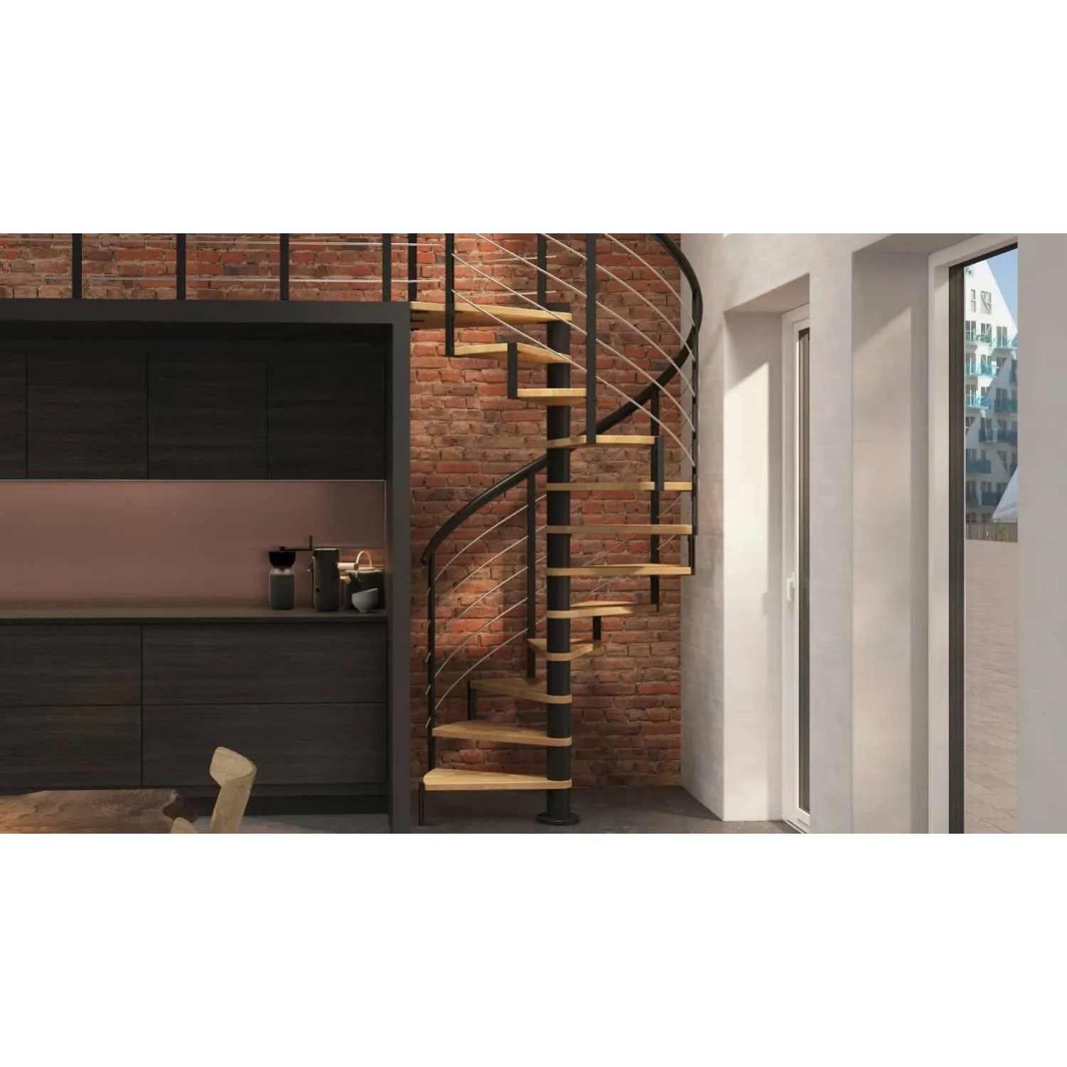 Dolle Schody spiralne Montreal 120 buk olejowany antracyt max.H352,5