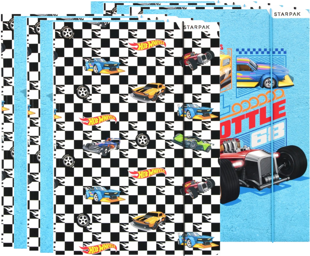 10x Teczka z gumką Starpak Hot Wheels, A4, mix wzorów
