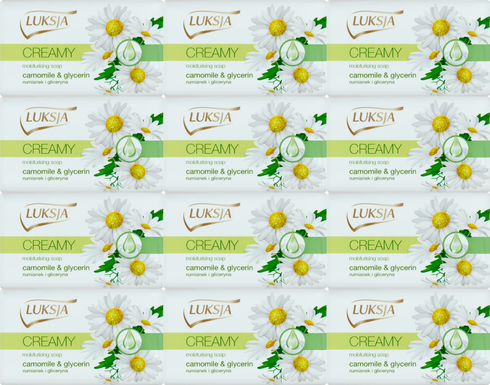 12x Mydło w kostce Luksja Creamy, rumianek i gliceryna, 90g