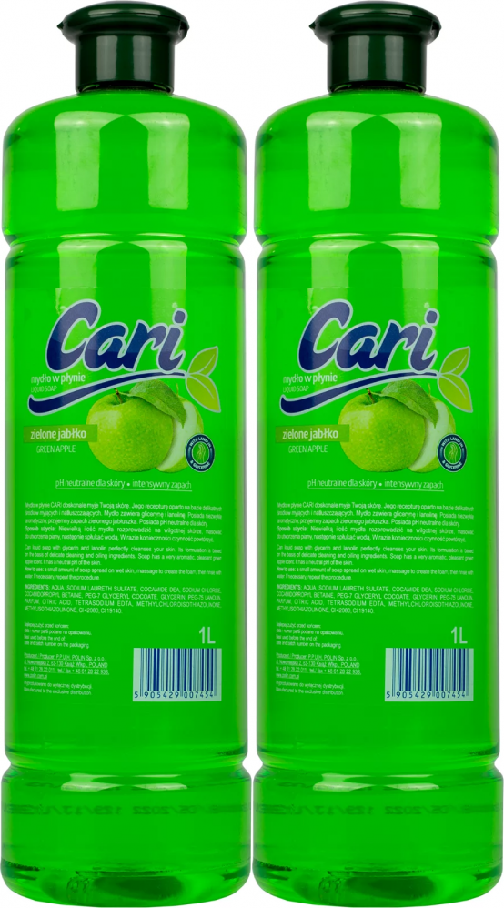 2x Mydło w płynie Cari, jabłko, 1l