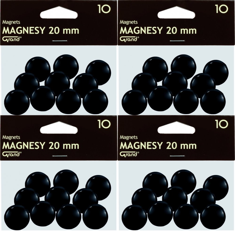 4x Magnesy Grand, 20mm, 10 sztuk, czarny