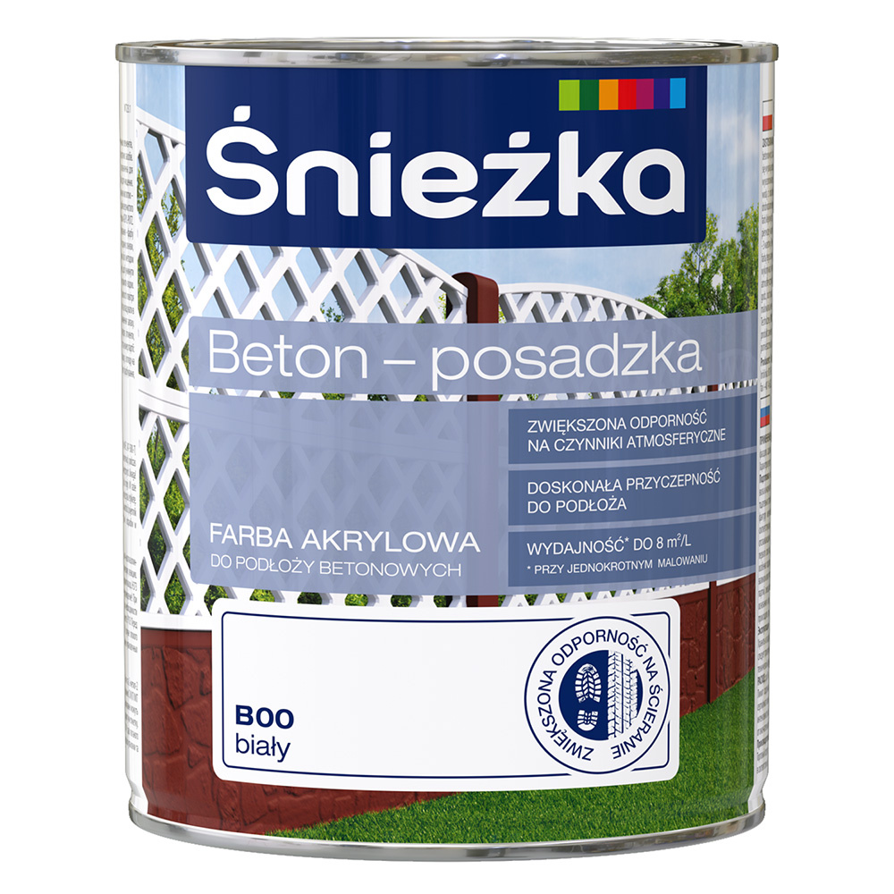 Farba akrylowa do betonu Śnieżka biała matowa 0,8L