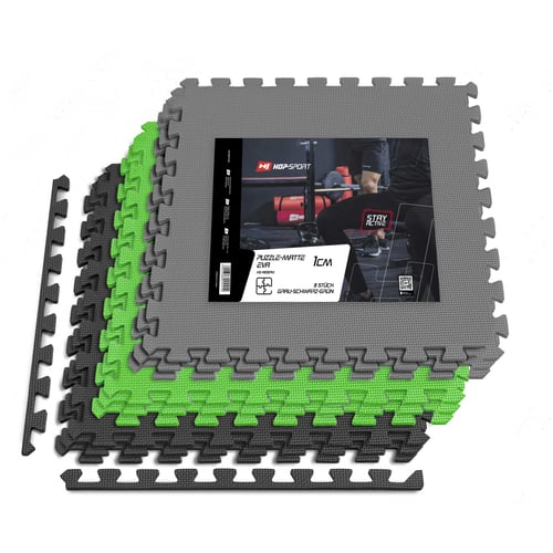Puzzlematte EVA 1cm - 9 Stück schwarz/grau/grün