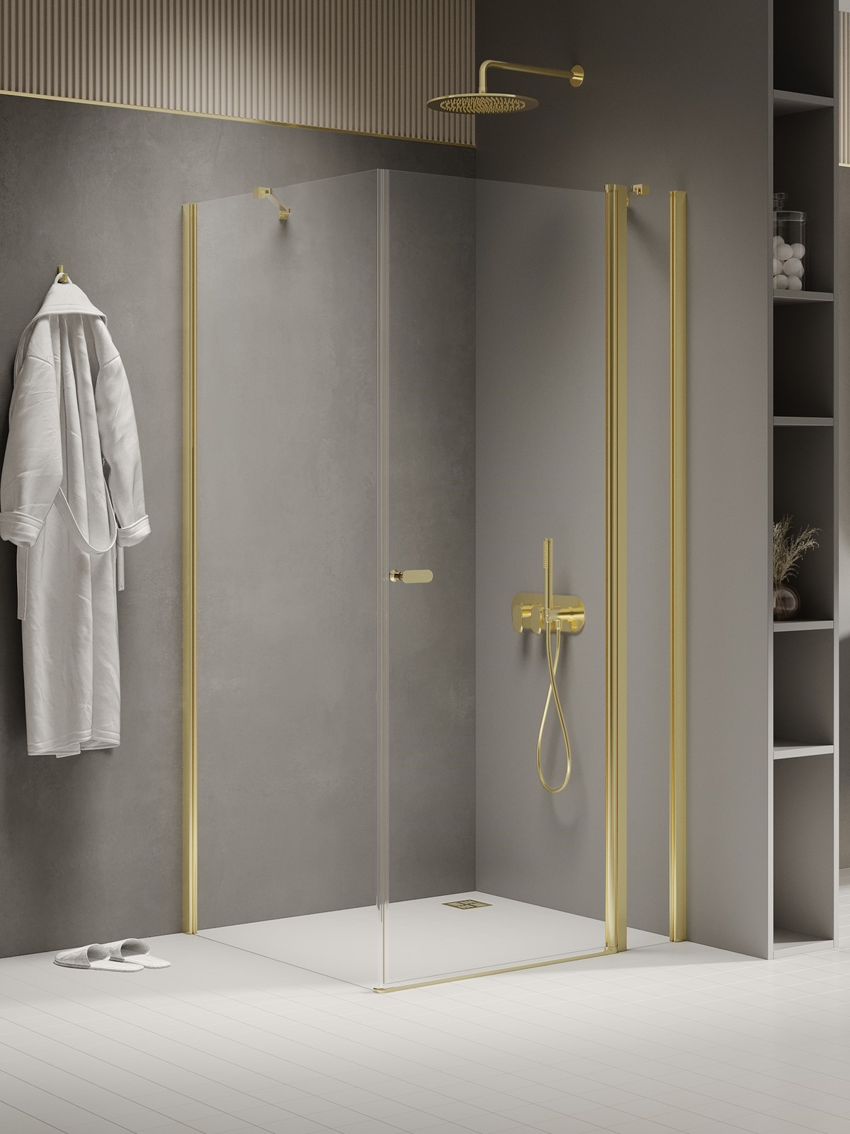 New Trendy New Soleo Light Gold kabina prysznicowa 120x120 cm kwadratowa złoty połysk/szkło przezroczyste K-1874