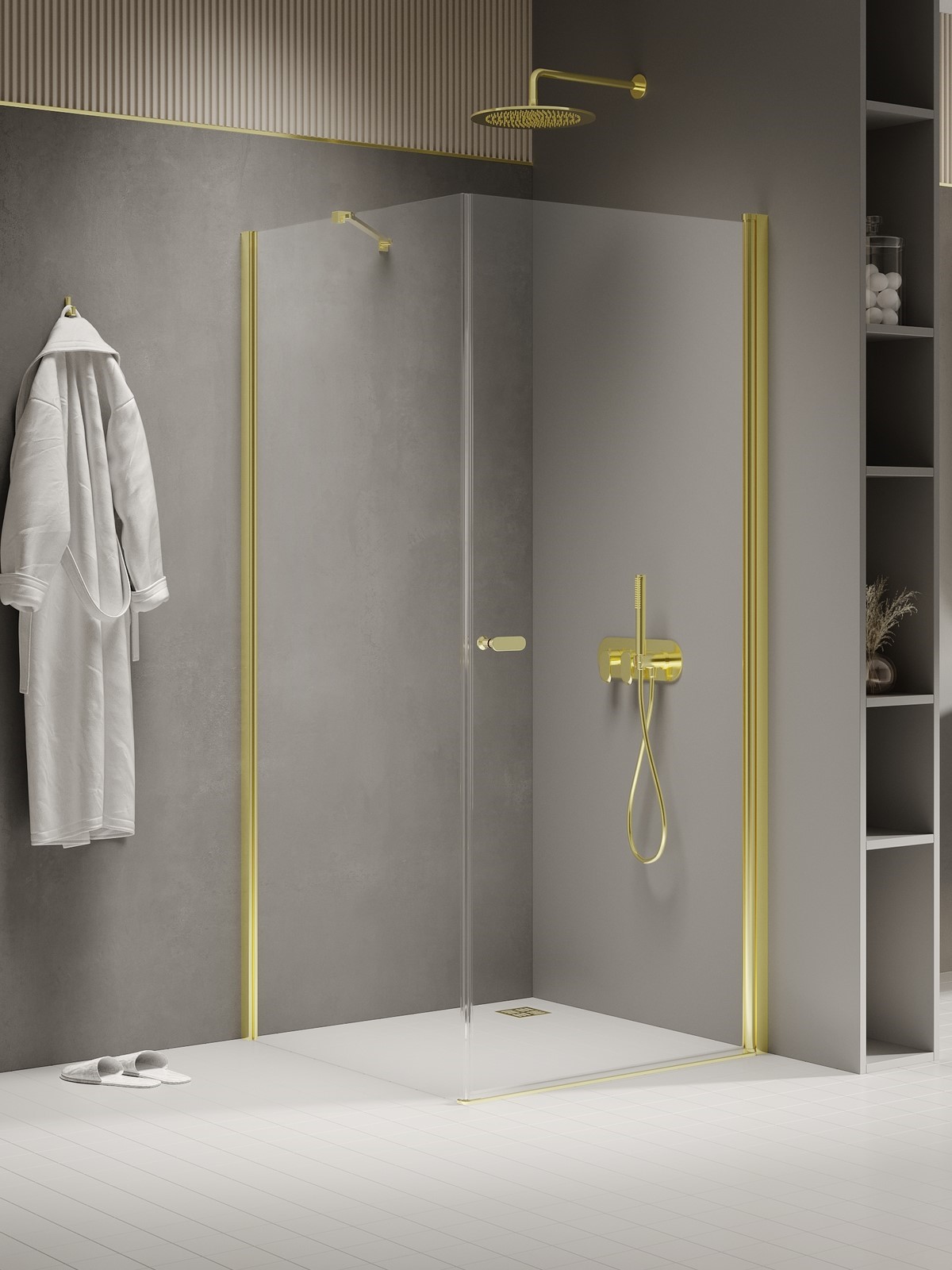 New Trendy New Soleo Light Gold kabina prysznicowa 90x120 cm prostokątna złoty połysk/szkło przezroczyste K-1844