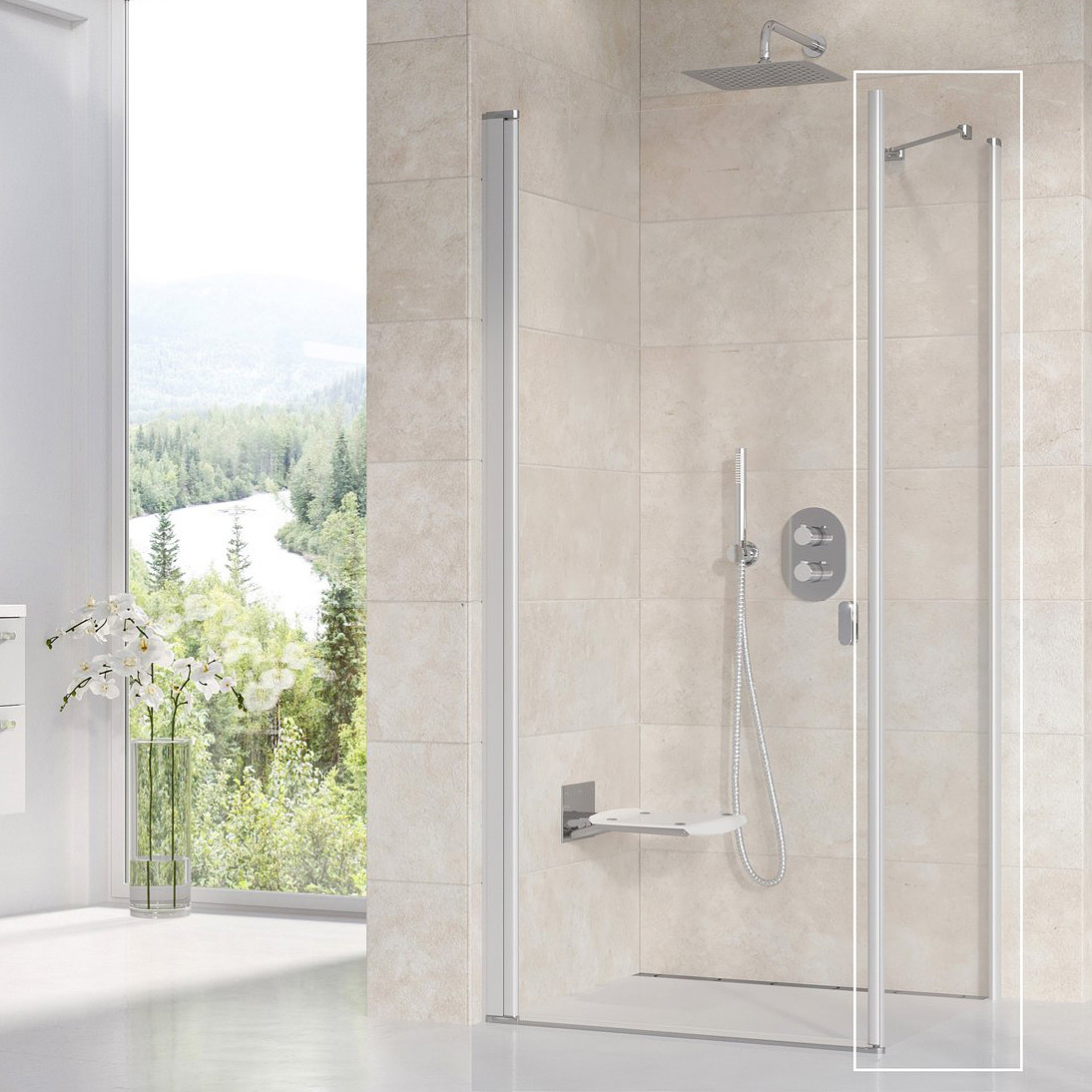 Ravak Chrome CPS-100 ścianka prysznicowa 100 cm stała satyna/przezroczyste 9QVA0U00Z1