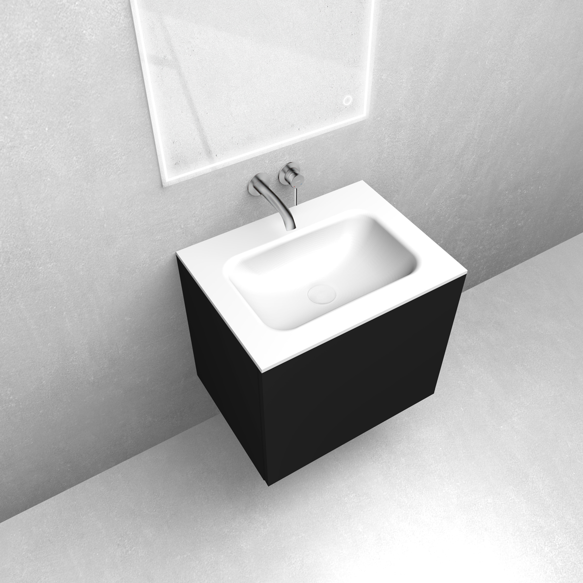 Zestaw Oltens Lun szafka podumywalkowa 60 cm z umywalką Kalla LavaForm czarny mat/biały połysk 68780300 - Wysyłka w 24h