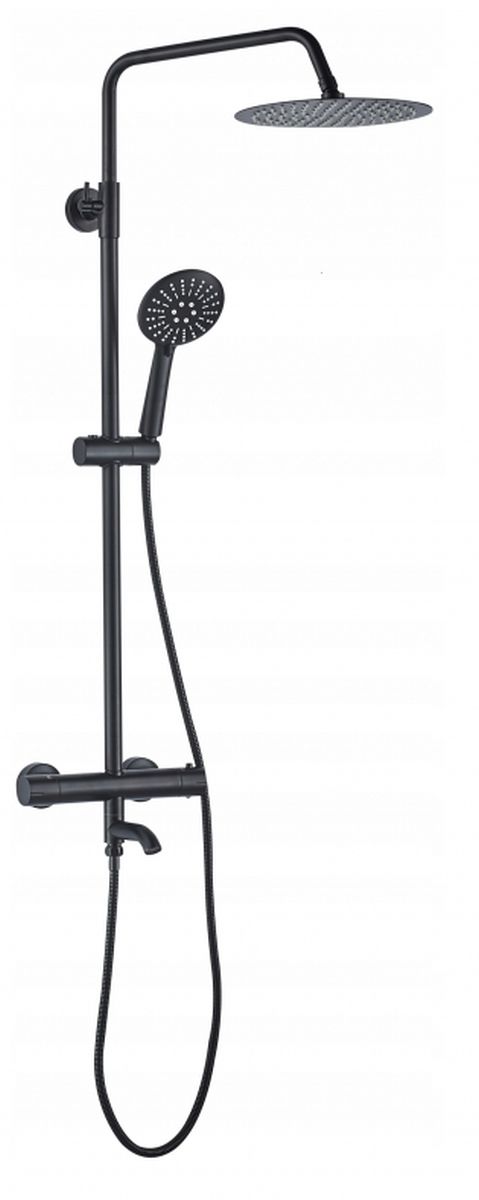 Rea Lungo Black zestaw wannowo-prysznicowy termostatyczny czarny mat REA-P4113