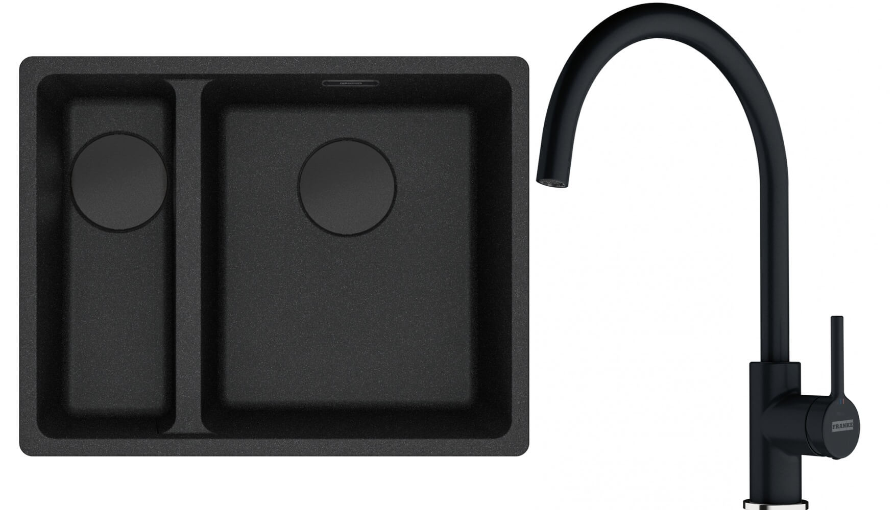 Zestaw Franke Maris MRG 160-34-15zlewozmywak granitowy 55,3x43,3 cm z baterią kuchenną stojącą onyx (1250740839, 1150626020)