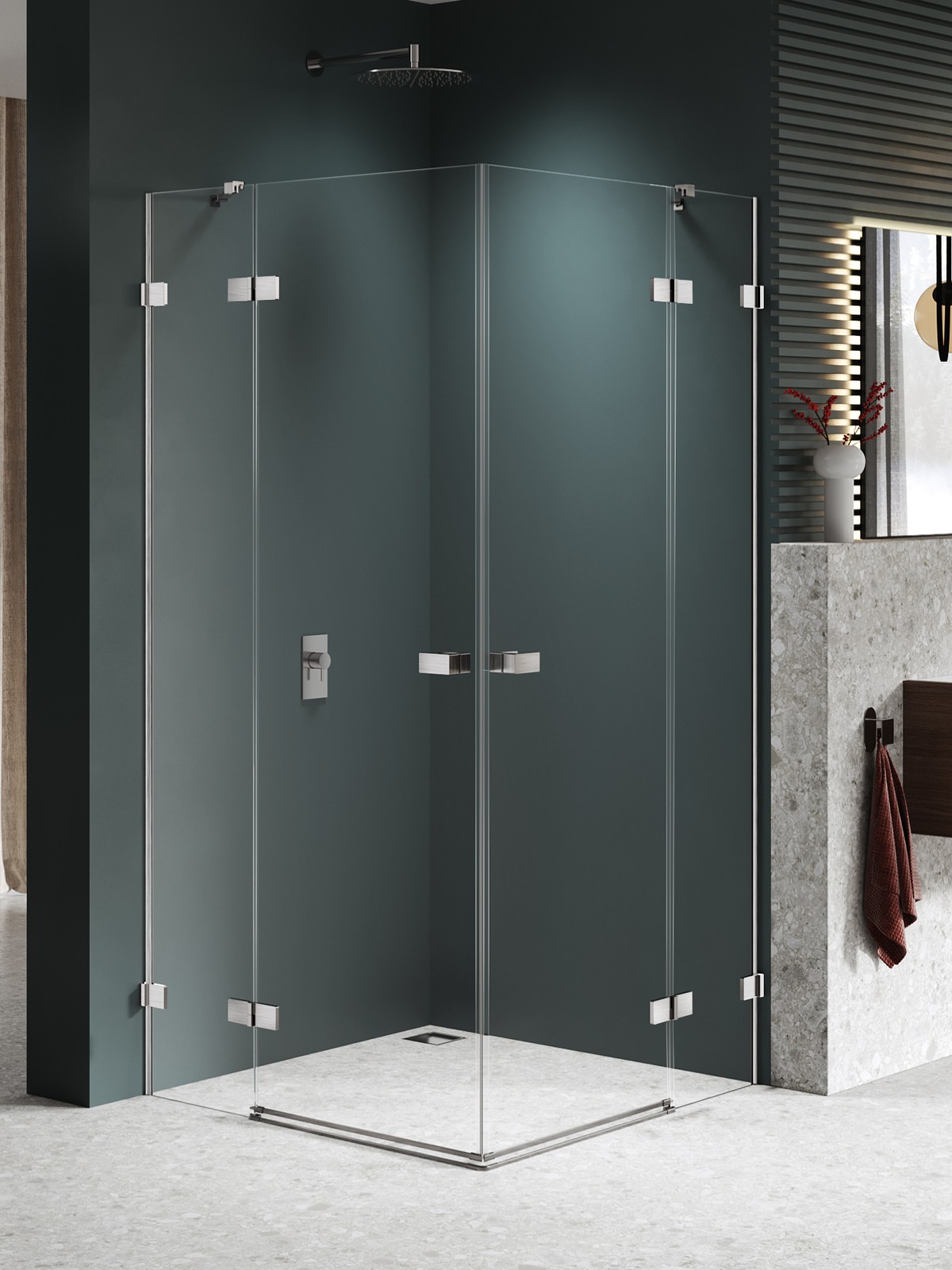 New Trendy Avexa Nickel Brushed kabina prysznicowa 80x110 cm prostokątna nikiel szczotkowany/szkło przezroczyste EXK-8534
