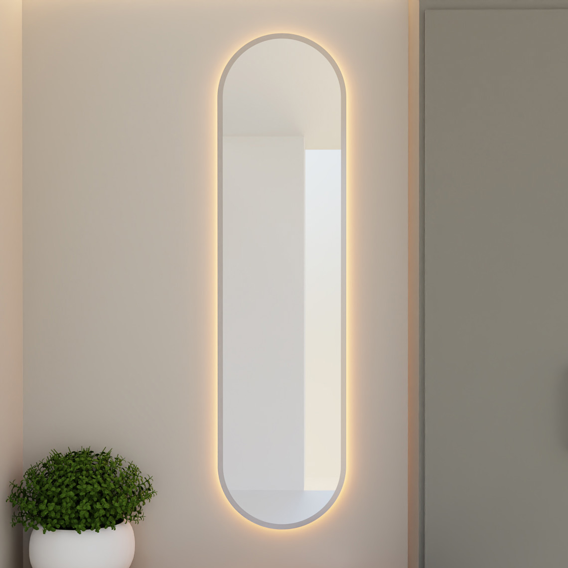 Baltica Design Tiny Border Pastille Bright lustro 60x90 cm owalne srebrne barwa zimna