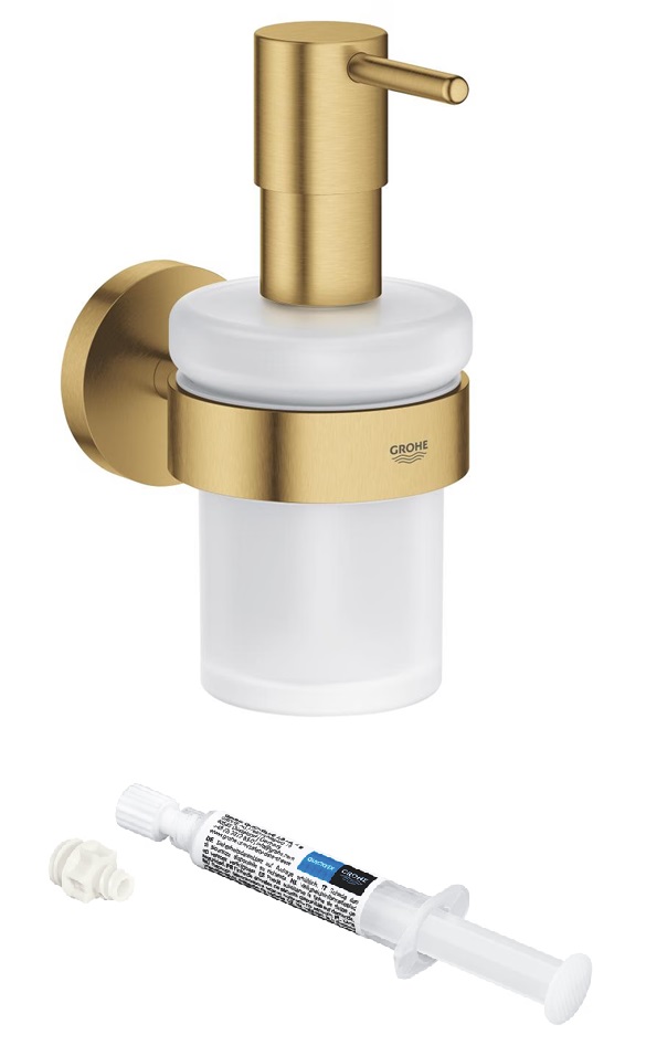 Zestaw Grohe Start dozownik do mydła 160 ml Brushed Cool Sunrise z klejem do akcesoriów łazienkowych QuickGlue (41195GN0, 41127000)