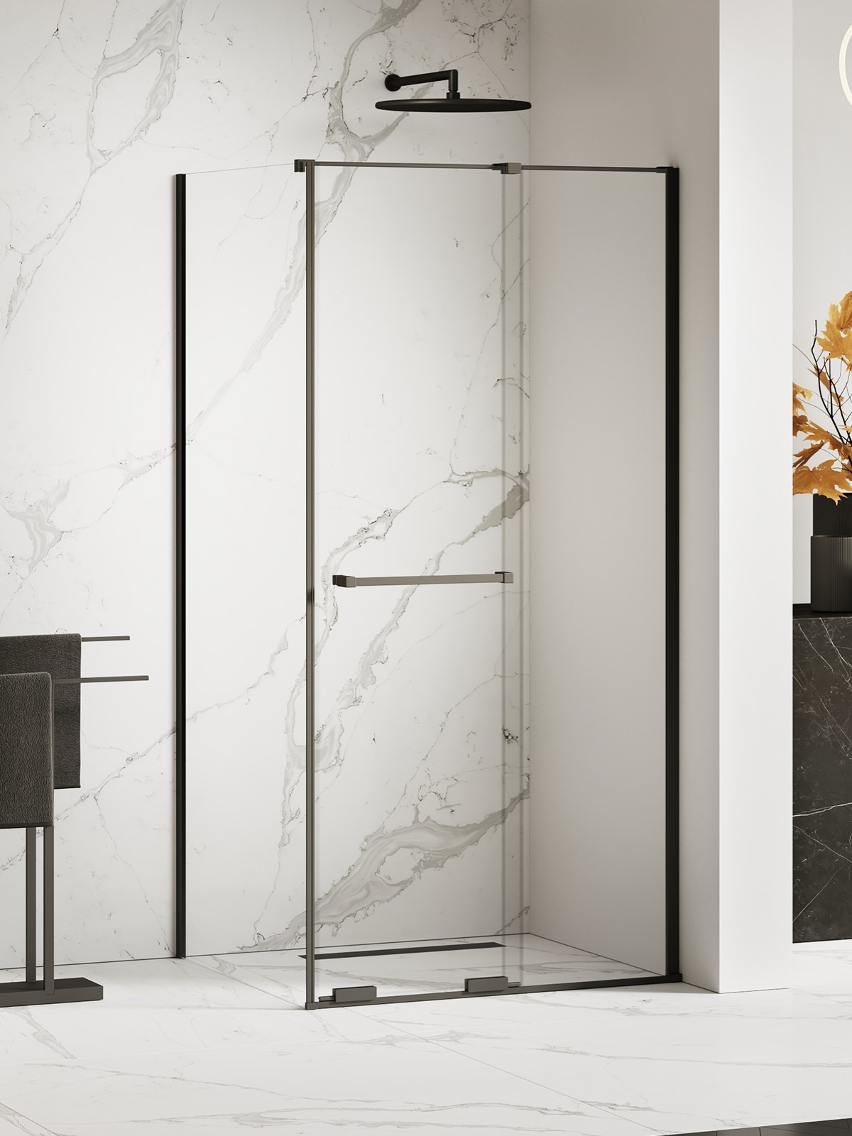 New Trendy Smart Black kabina prysznicowa 150x120 cm prostokątna czarny mat/szkło przezroczyste EXK-6668