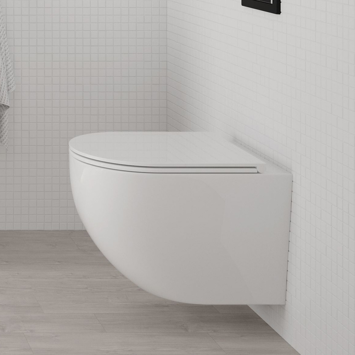 Oltens Hamnes Kort Stille miska WC wisząca bez kołnierza spłukiwanie wirowe biały połysk 42024000 - Wysyłka w 24h