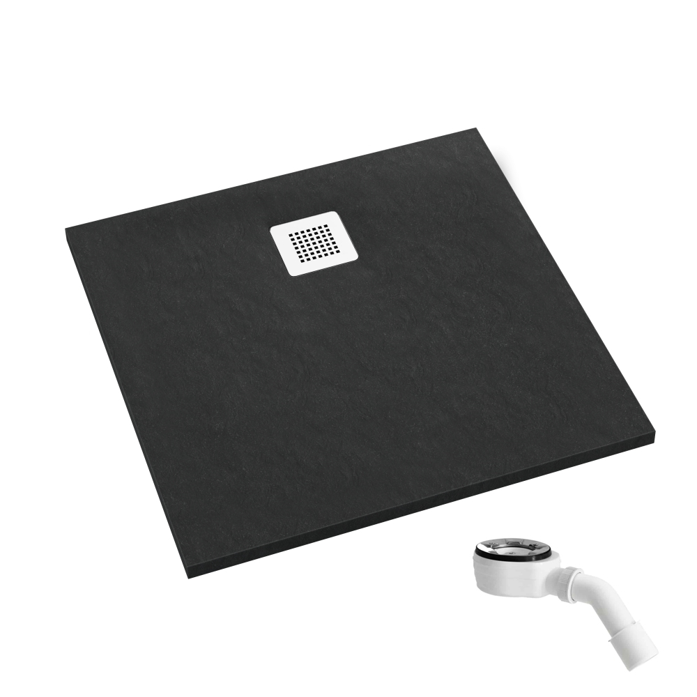 Schedpol Kalait Black Stone brodzik prostokątny 90x90 cm czarny 3.3201/C/ST-M2
