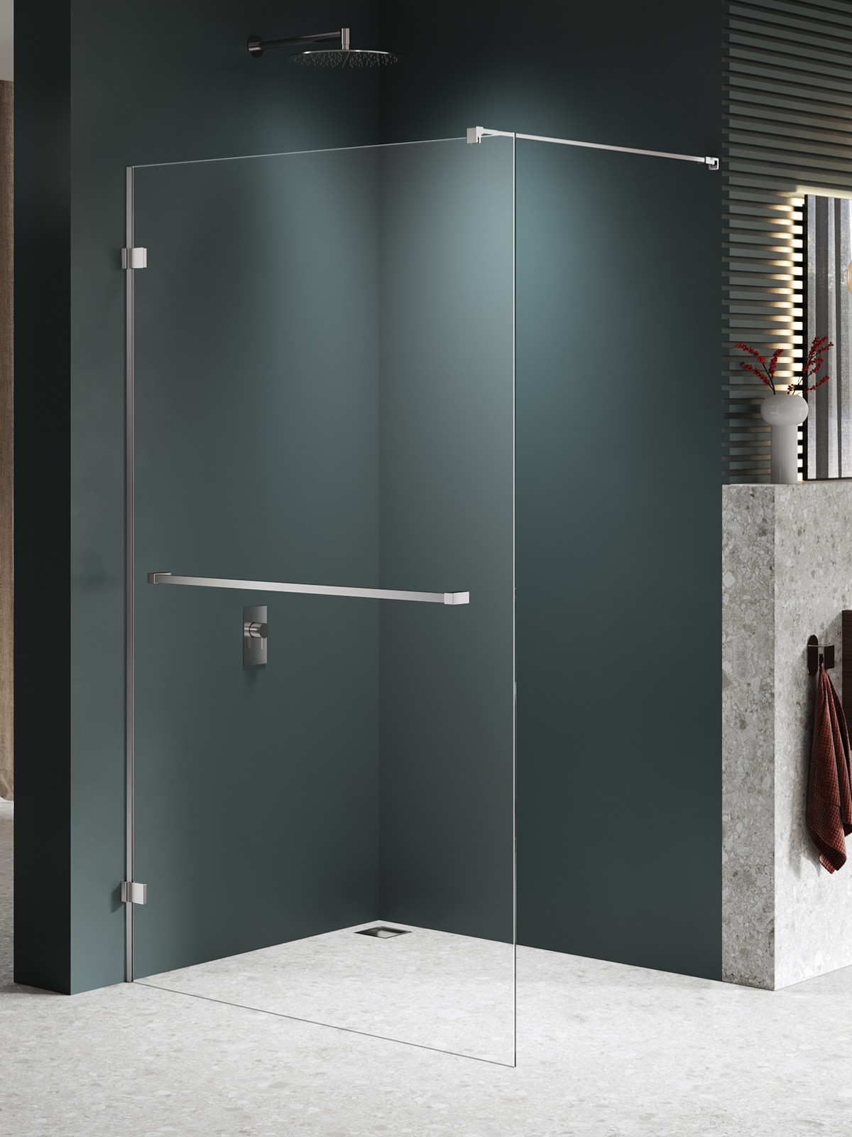 New Trendy Avexa Nickel Brushed ścianka prysznicowa walk-in 160 cm nikiel szczotkowany/szkło przezroczyste EXK-8737