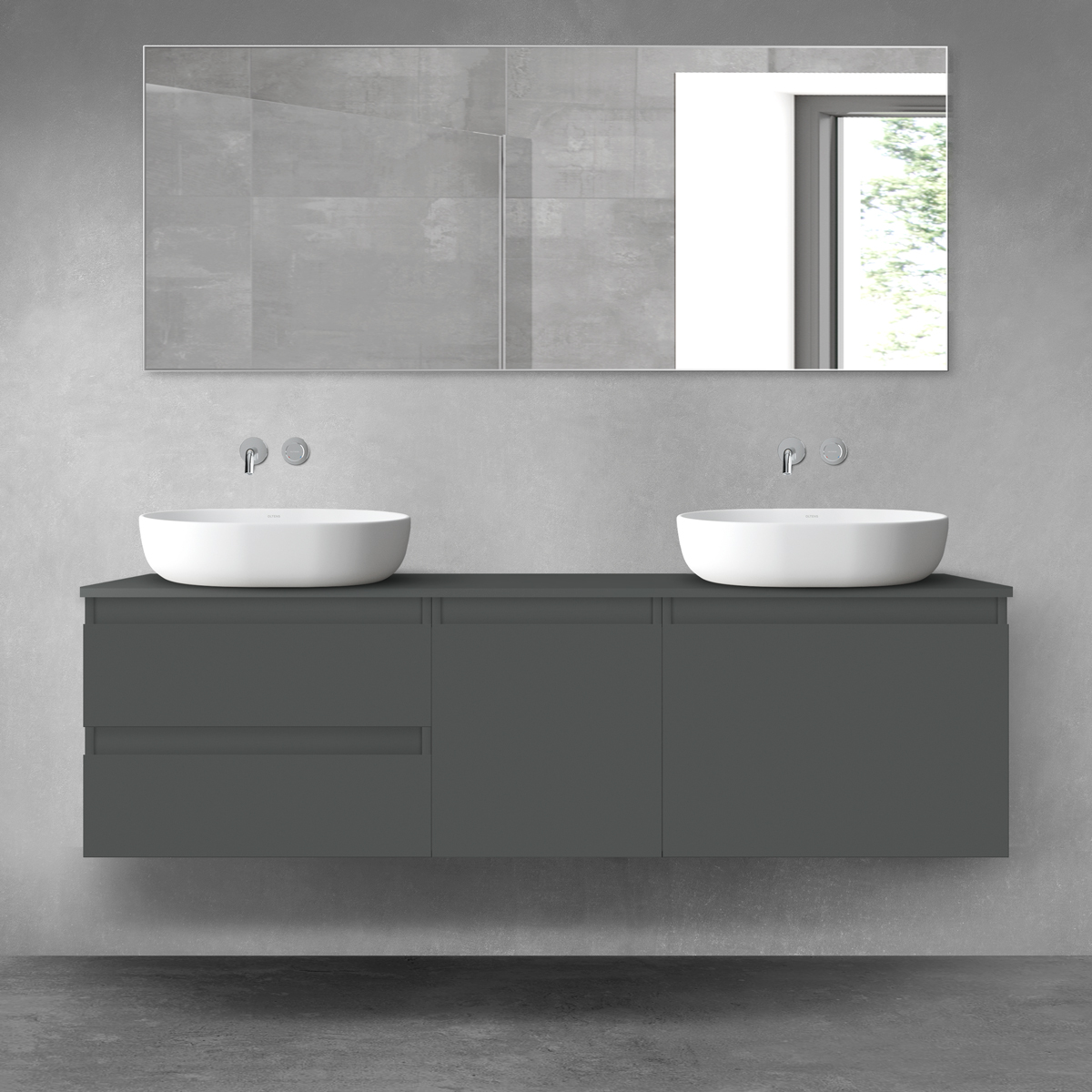Oltens Vernal zestaw mebli łazienkowych 160 cm z blatem grafit mat 68407400 - Wysyłka w 24h