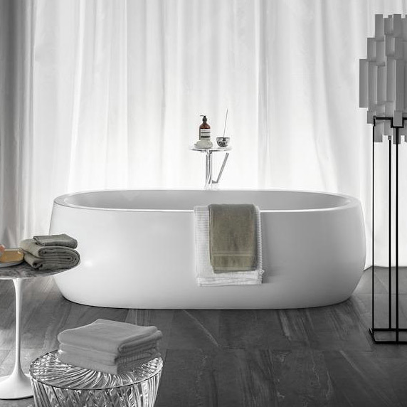 Laufen Alessi One wanna wolnostojąca z hydromasażem i oświetleniem 183x87 cm owalna biała H2459720006251