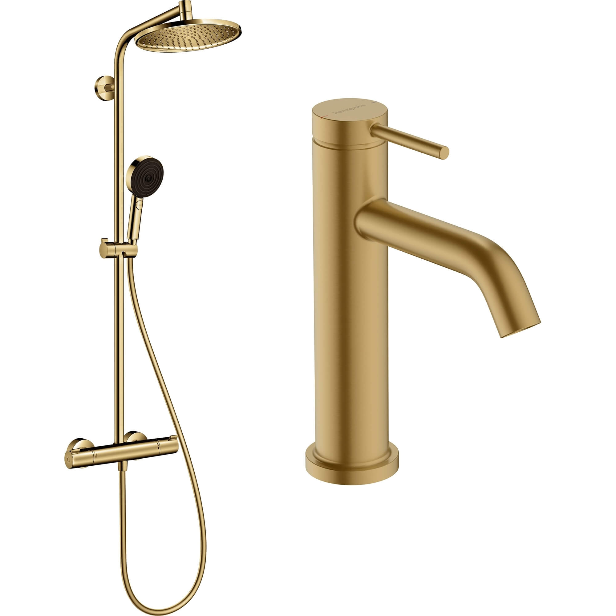 Hansgrohe Crometta zestaw prysznicowy termostatyczny ścienny z baterią umywalkową Tecturis S złoty optyczny szczotkowany 88002389