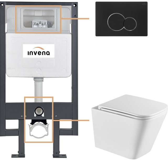 INVENA Zestaw podtynkowy 50 mechaniczny, miska FLORINA, deska, przyci
