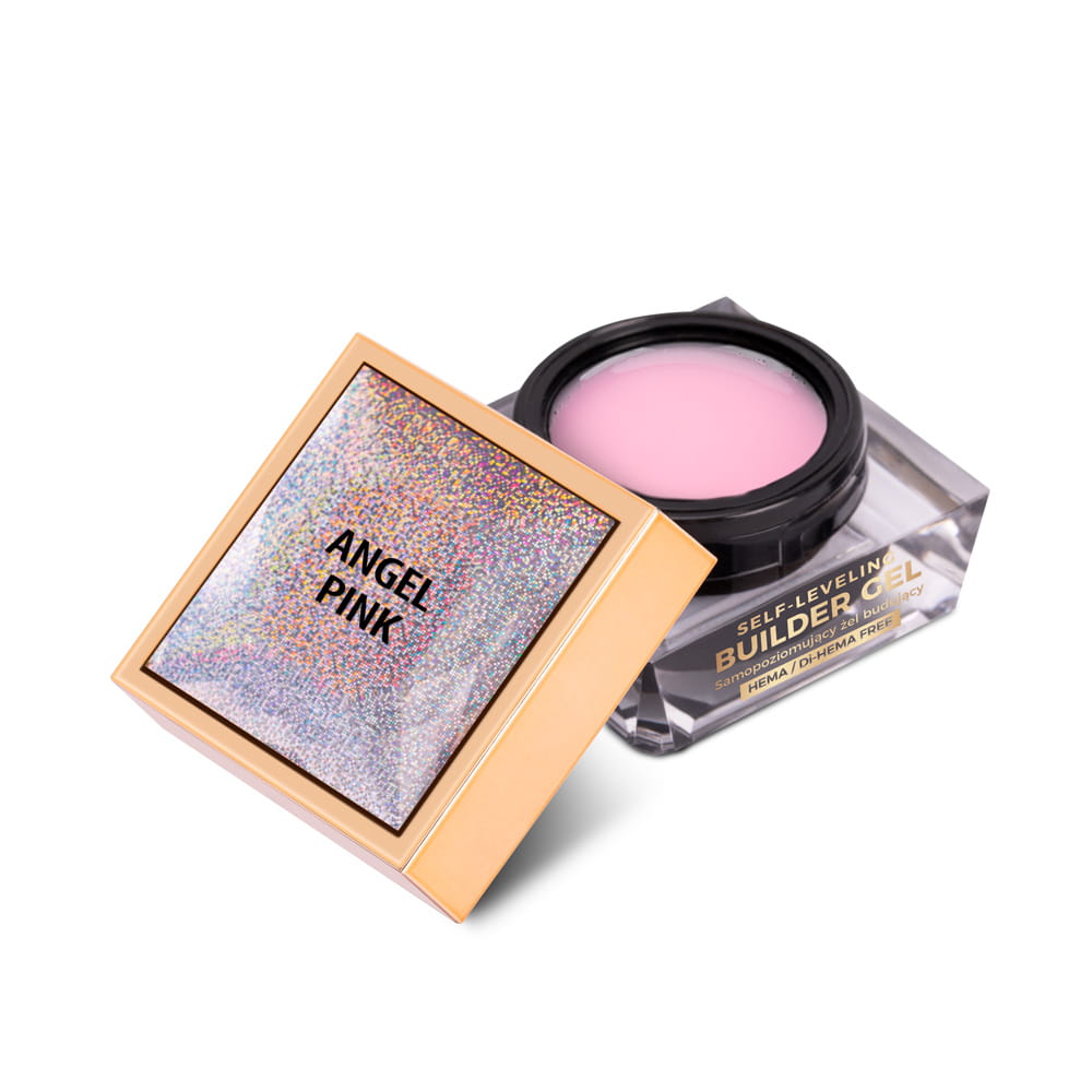 Budujący żel samopoziomujący twardy średniogęsty builder gel self leveling Molly Nails Angel Pink HEMA/Di-HEMA Free 15 g