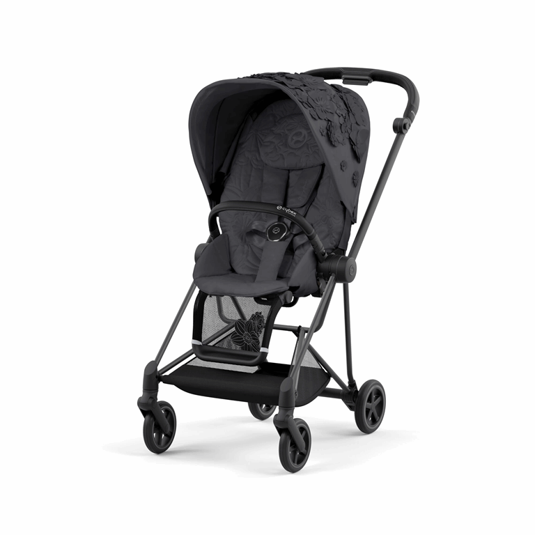 Cybex Mios 3.0 Fashion Collection - wózek spacerowy z gondolą Lux-Simply Flowers Dream Grey-Chrome z brązową rączką