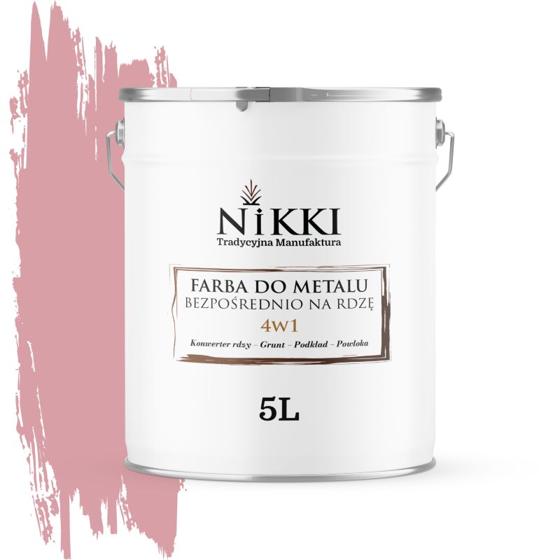 Farba do Metalu Antykorozyjna 4w1 NIKKI Różowy jasny RAL3015 Mat 5L