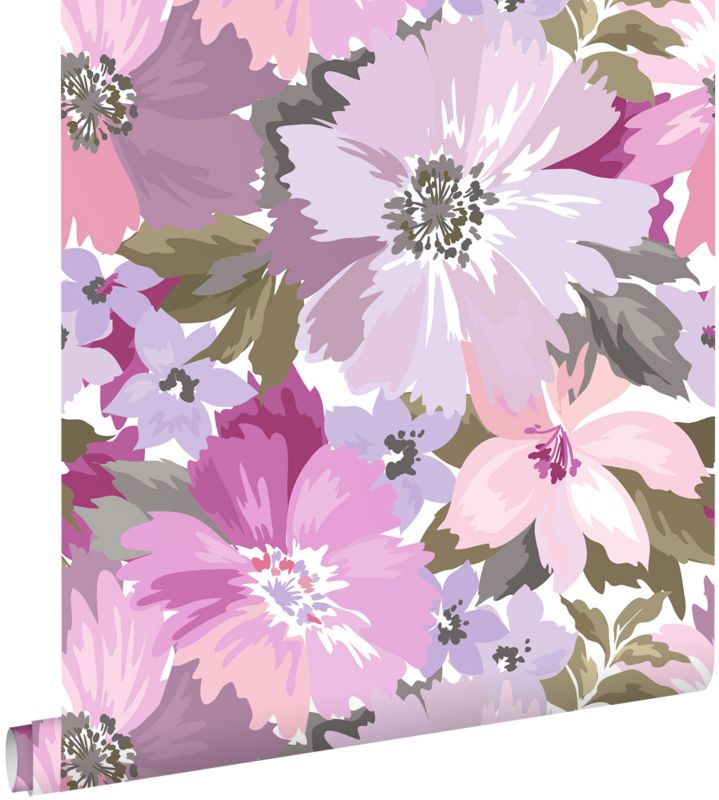Tapeta ESTAhome kwiaty liliowo fioletowymIoliwkowym 50 x 900 cm - 1 rol.