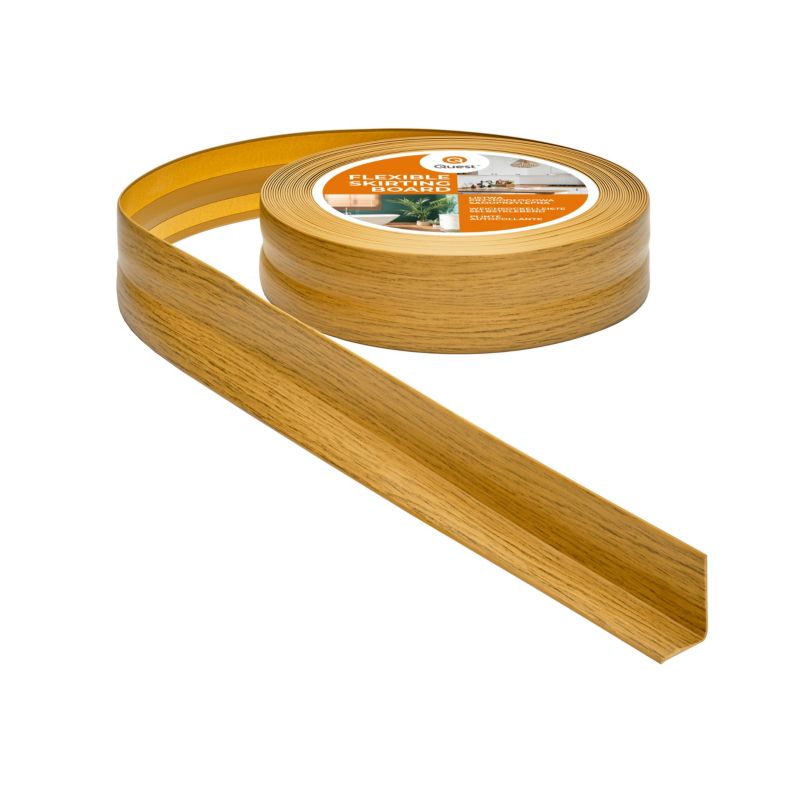 Listwa przypodłogowa PCV 32x23 mm QUEST, samoprzylepna elastyczna, miękka listwa podłogowa - 15 m, dąb, 1szt.