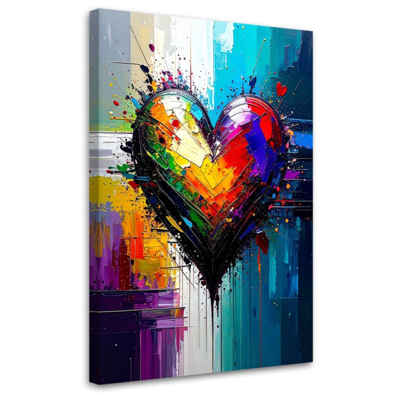 Obraz do salonu sypialni Feeby Graffiti Kolorowe Serce Abstrakcja 80x120cm 1szt